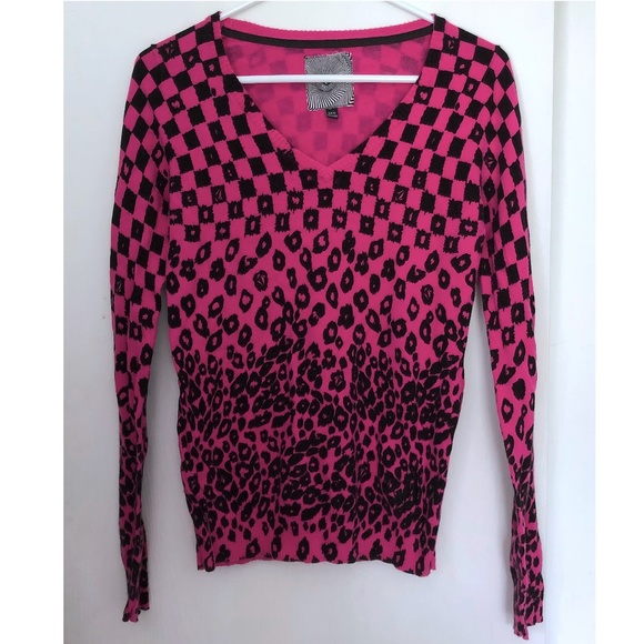 Volcom Checkerboard Leopard V Neck Moments Sweater - Picture 3 of 6